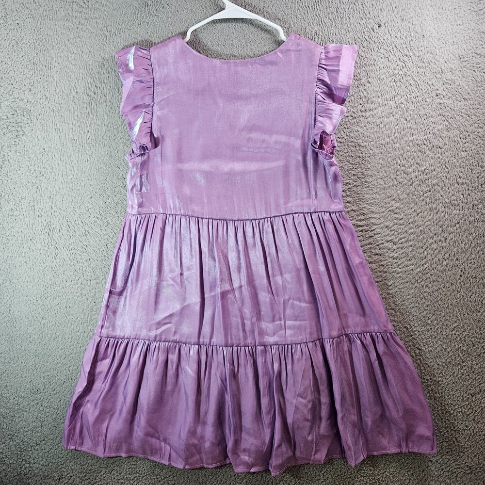 NEW Savanna Jane Dress Small Cap Sleeve Embroidered‎ Lined Shiny Purple - Picture 5 of 8